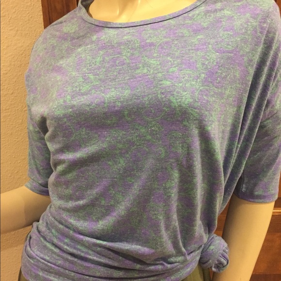 LuLaRoe IRMA Short Sleeve Tee T-Shirt Tunic XXS Purple Green Floral 3/$20 SALE! - Picture 5 of 10